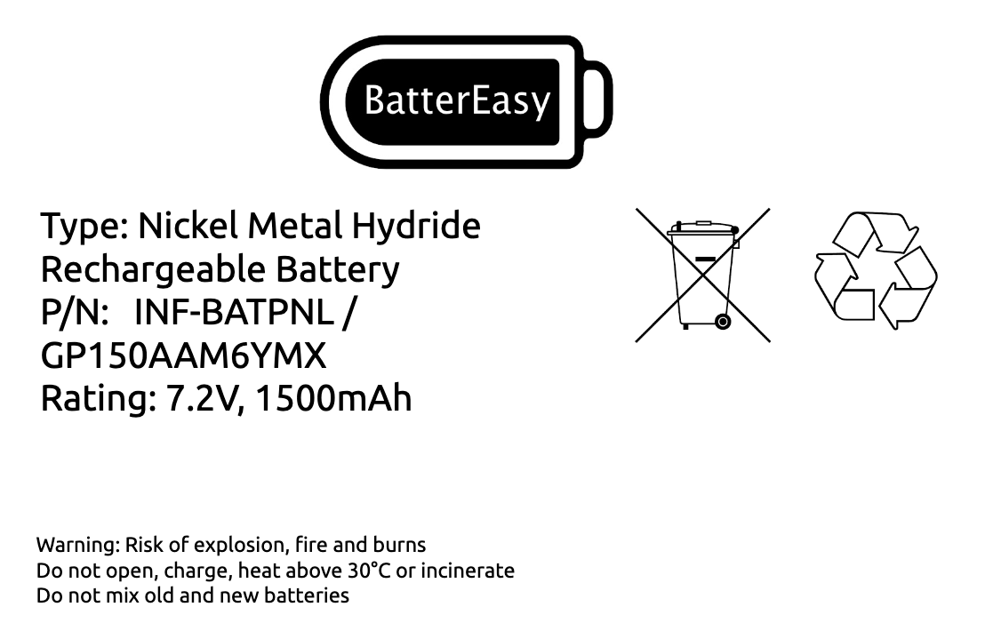 Infinite Prime Alarm Battery 7.2V ALARM PANEL BATTERY COMPATIBLE INF-BATPNL GP150AAM6YMX