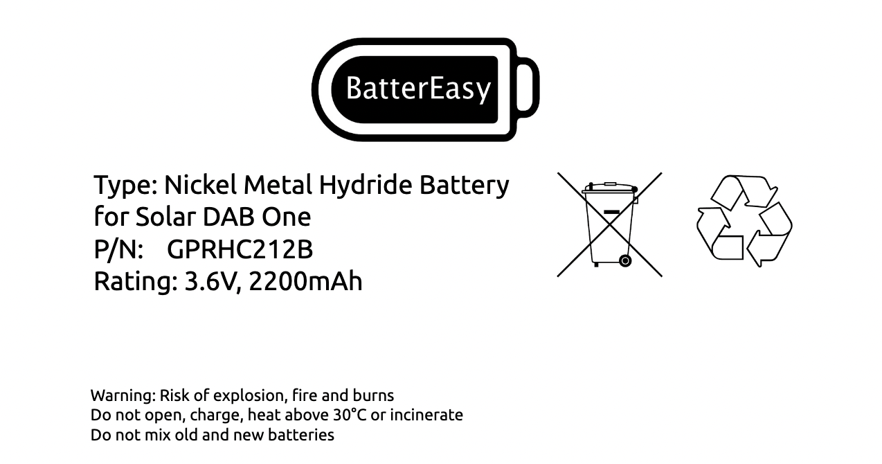 RECHARGEABLE BATTERY FITS ROBERTS SOLAR DAB ONE 1 RADIO NI-MH 3.6v AA 2200mAh