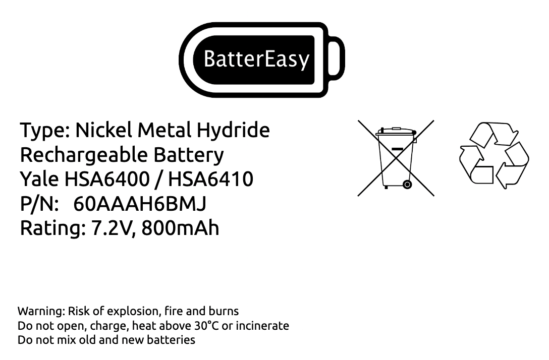 BatterEasy Replacement Battery Designed to Fit YALE EasyFit EF, Easy AI, Easy EF