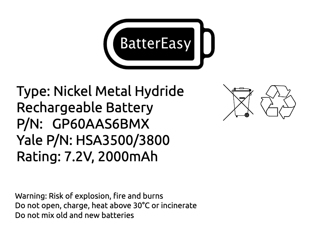BatterEasy Replacement Battery Designed to fit Yale HSA3800 / HSA3500 Alarm